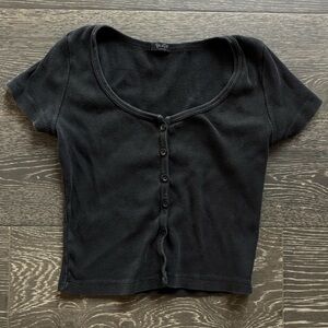Brandy Melville Black Ribbed Crop Top